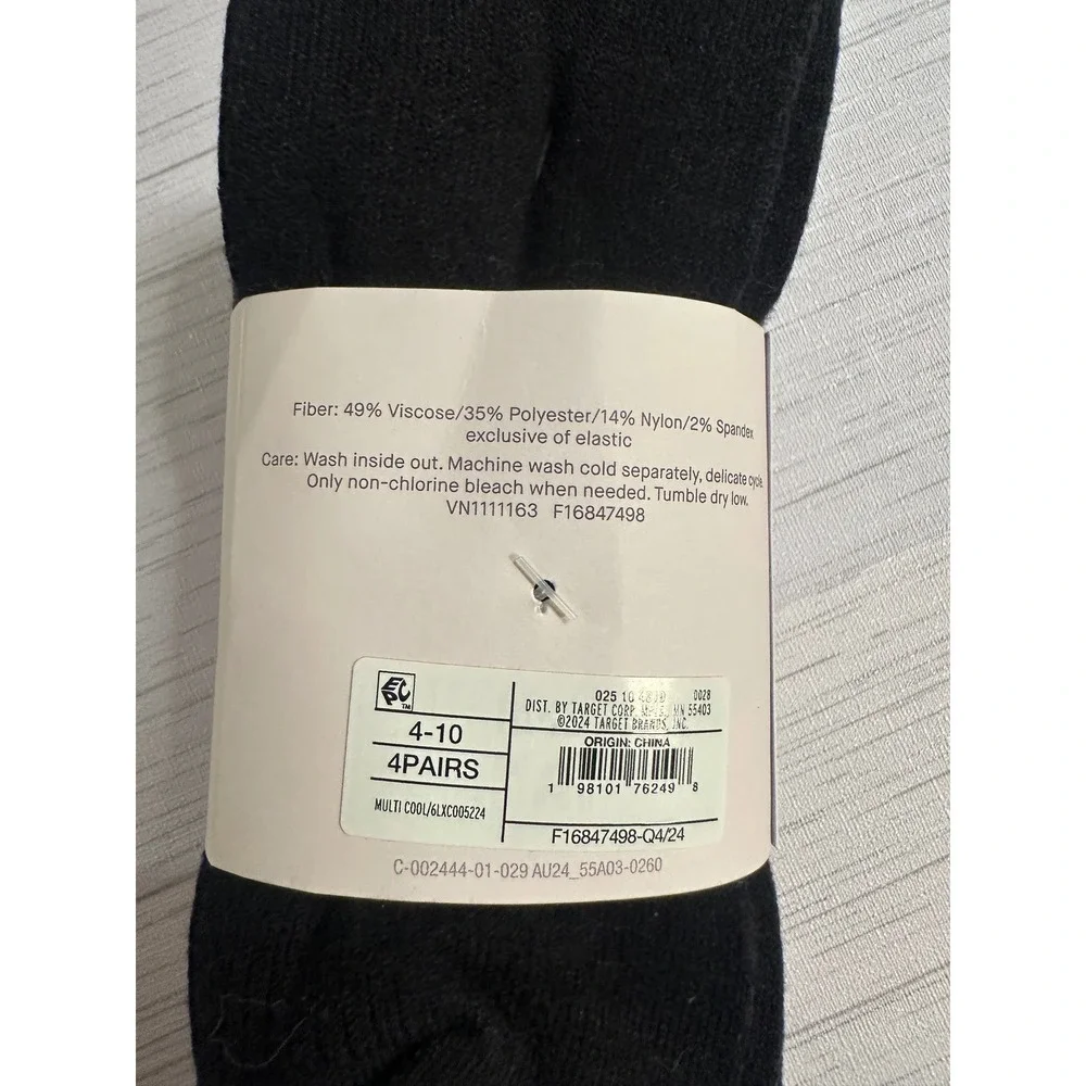 Auden Faux Fur Slipper Socks Pink and 4-Pack Ribbed Knit Crew Socks Grey Black